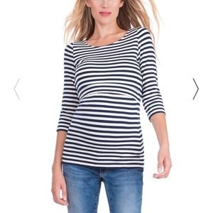 Seraphine 3/4 Sleeve Stripe Nursing Top